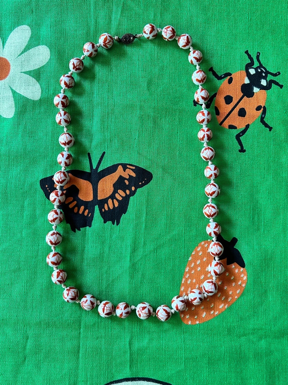 Vintage Painted Bead Necklace